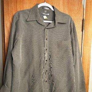 Geoffrey Beene - Gray Green, Regular Cut, Size 16 (32/33) Button Up Shirt